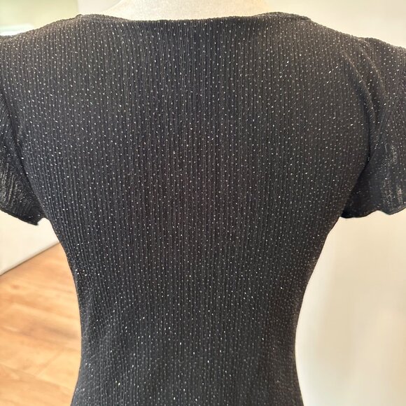 Onyx Nite | Medium Black Glitter Square Neck Top Fairy Witchy Feminine Club - Picture 11 of 11